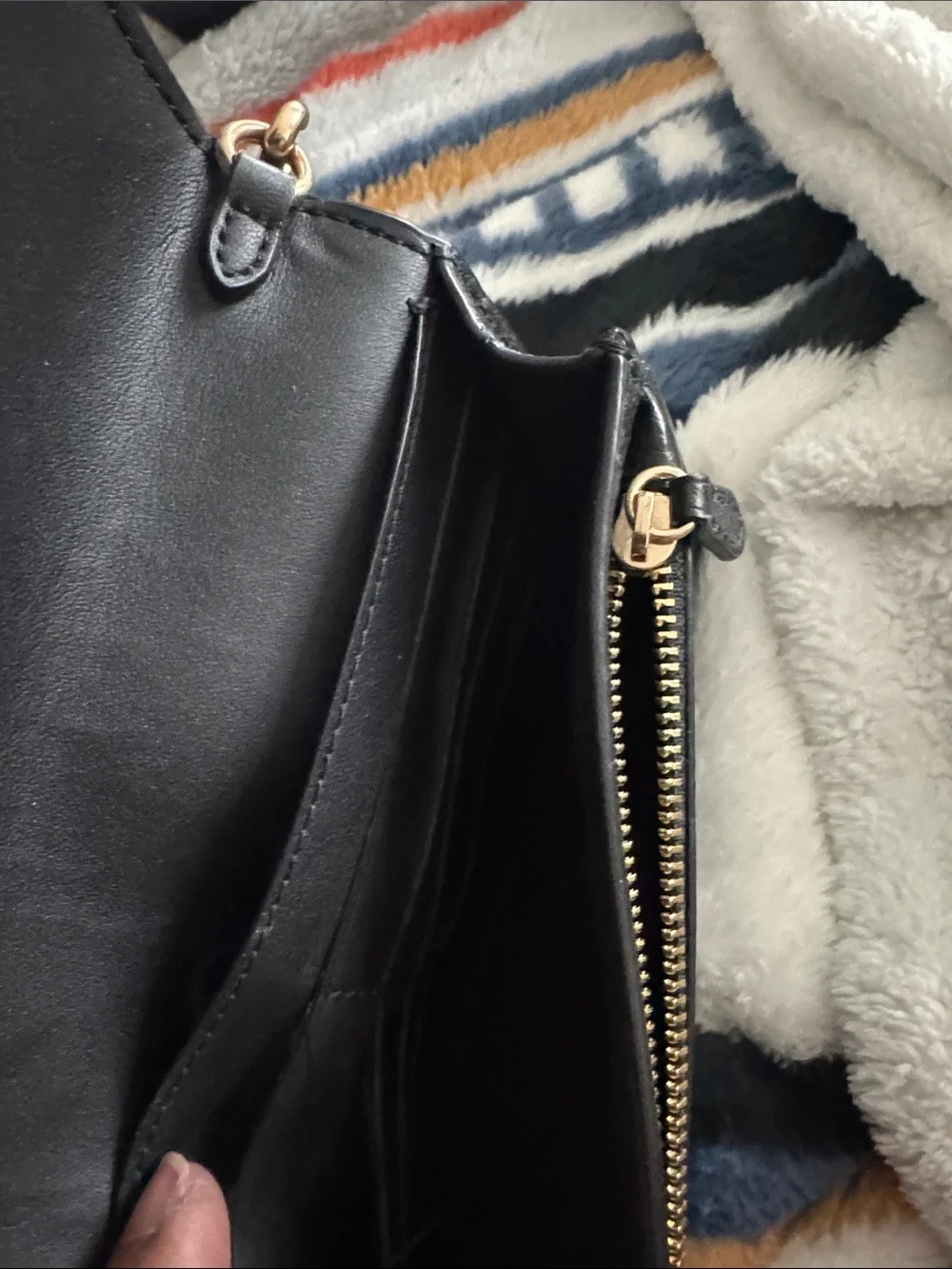 Coach Black Pebbled Leather Wallet Crossbody with Gold Logo